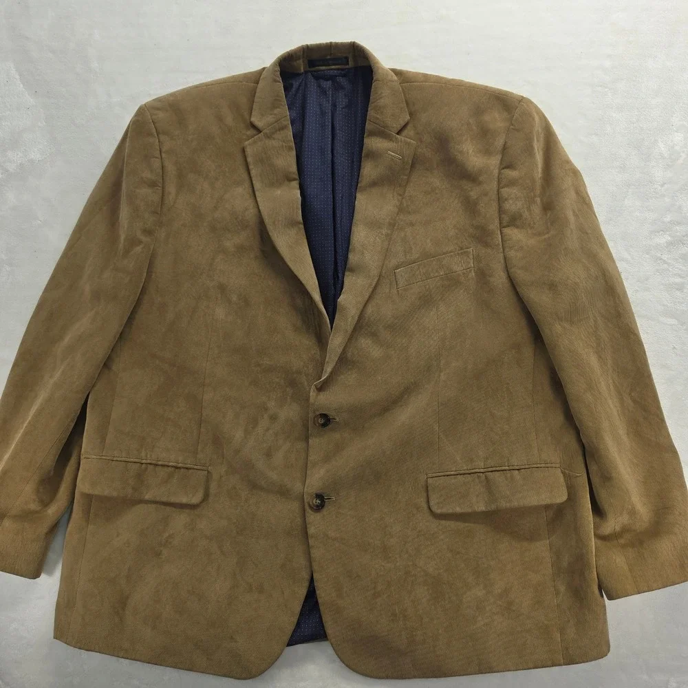 Chaps Mens Tan Brown Corduroy Blazer Sport Coat 50R Regular Fit 2 Button 1041